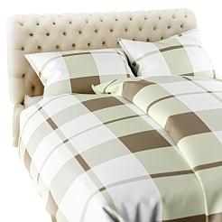 Pościel flanelowa KRATA 200x220 beżowa biała brązowa krata