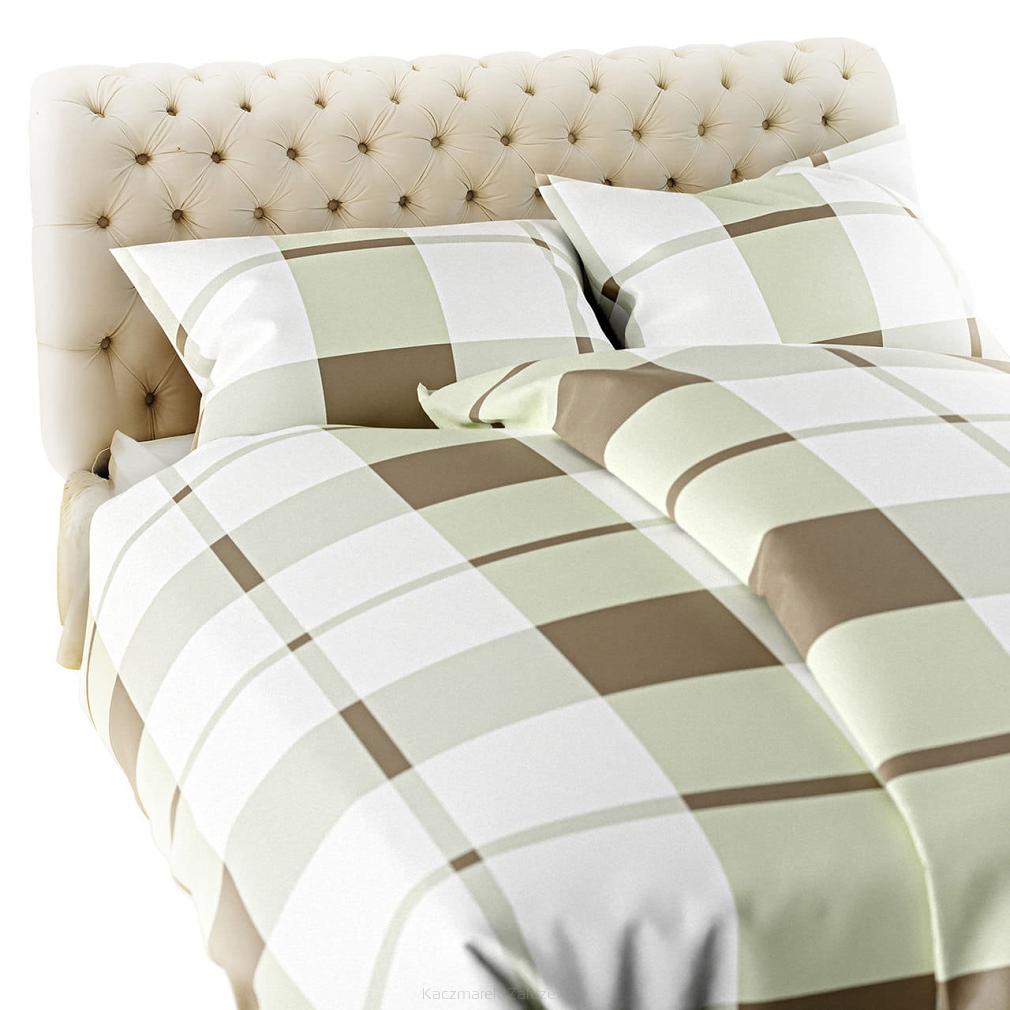 Pościel flanelowa KRATA 200x220 beżowa biała brązowa krata