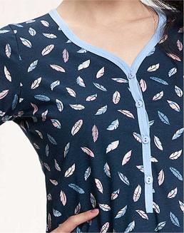 Koszula damska LUNA kod 165 granatowa w listki