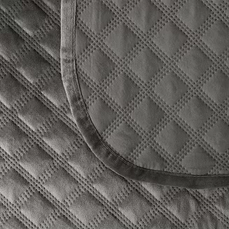 Narzuta dekoracyjna VELVI 220x240 pikowana w geometryczny wzór antracytowa