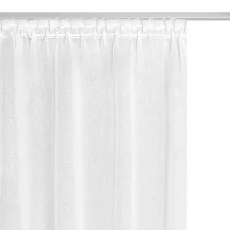 Firana gotowa na taśmie STONE 300x270 biała z ozdobną taśmą