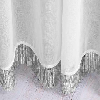 Firana gotowa na taśmie STONE 300x270 biała z ozdobną taśmą