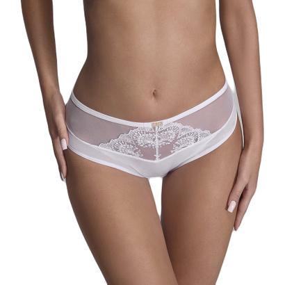 Figi damskie z niskim stanem haftem i tiulem AV 2198 białe