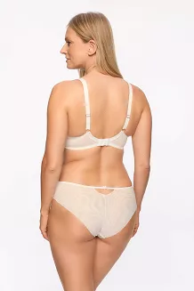 Biustonosz z haftowaną koronką i tiulem Semi-Soft Aurelia 1304 półusztywniany ecru mokka