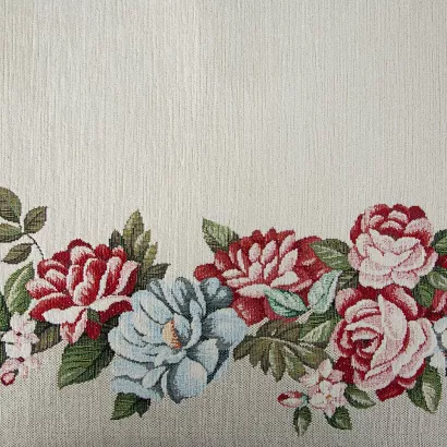 Bieżnik obrus dekoracyjny gobelin 45x140 Eurofirany naturalny w kwiaty róże