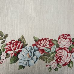 Bieżnik obrus dekoracyjny gobelin 45x140 Eurofirany naturalny w kwiaty róże