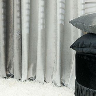 Zasłona gotowa na przelotkach ELEONORA 140x250 pastelowy szary ze złotym nadrukiem