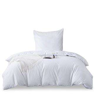 Komplet pościeli adamaszek satyna bawełniana 140x200 biała