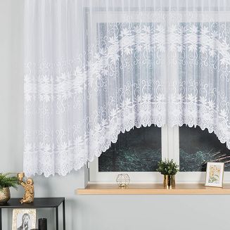 Firanka żakardowa gotowa na żabki JOWITA 500x150 biała