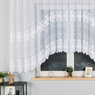 Firanka żakardowa gotowa na żabki JOWITA 500x150 biała