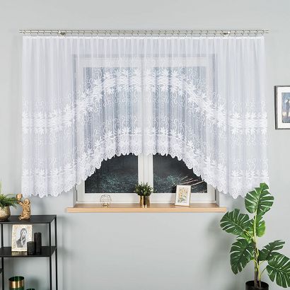 Firanka żakardowa gotowa na żabki JOWITA 500x150 biała