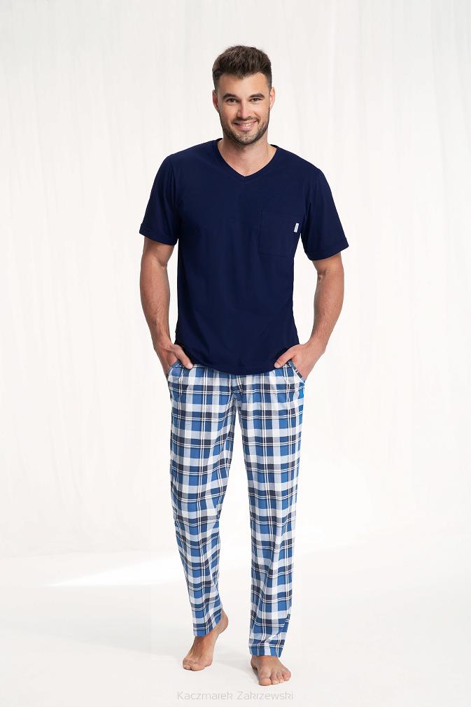 Piżama męska LUNA kod 778 granatowa / krata