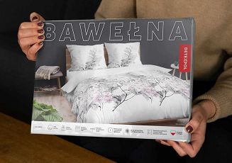 Pościel bawełniana 160x200 Detexpol biała fioletowa w liście i gałązki