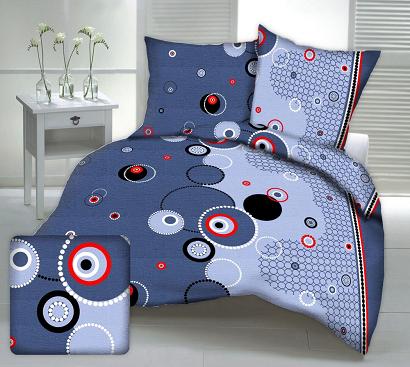 Pościel z kory 140x200 wzór okręgi na błękicie