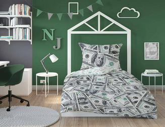 Pościel dla dzieci 140x200 młodzieżowa waluta dolary
