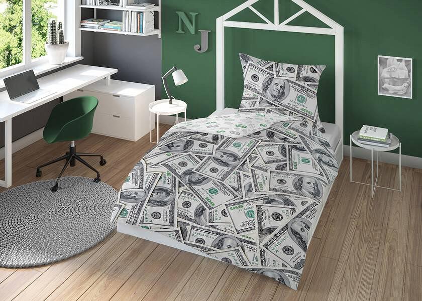 Pościel dla dzieci 140x200 młodzieżowa waluta dolary