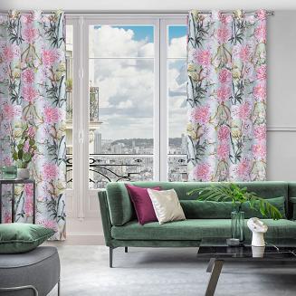 Zasłona gotowa na przelotkach NYDIA 140x250 Eurofirany miętowy/różowy