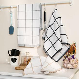 Ścierka kuchenna bawełna egipska KRATKA 50x70 duża krata szara