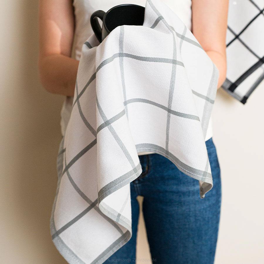 Ścierka kuchenna bawełna egipska KRATKA 50x70 duża krata szara