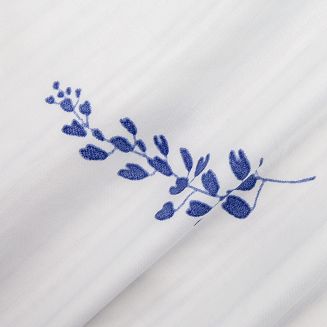 Pościel satyna bawełniana KILYOS 200x220 EXCLUSIVE Darymex dwustonna biała niebieska motyw roślinny