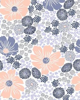 Szlafrok damski LUNA kod 390 niebieski łososiowy kwiaty