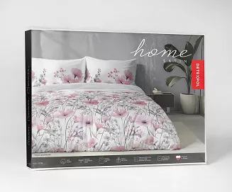 Pościel satynowa Home Satin 160x200 biała w akwarelowe różowe kwiaty