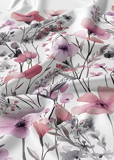 Pościel satynowa Home Satin 160x200 biała w akwarelowe różowe kwiaty