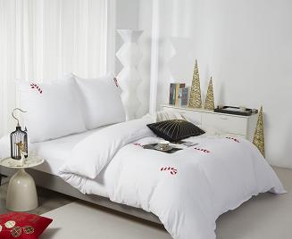 Biała pościel świąteczna w cukrowe laski 140x200 CUTY CANDYCANES