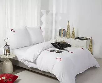Biała pościel świąteczna w cukrowe laski 140x200 CUTY CANDYCANES