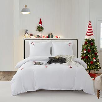 Biała pościel świąteczna w cukrowe laski 140x200 CUTY CANDYCANES