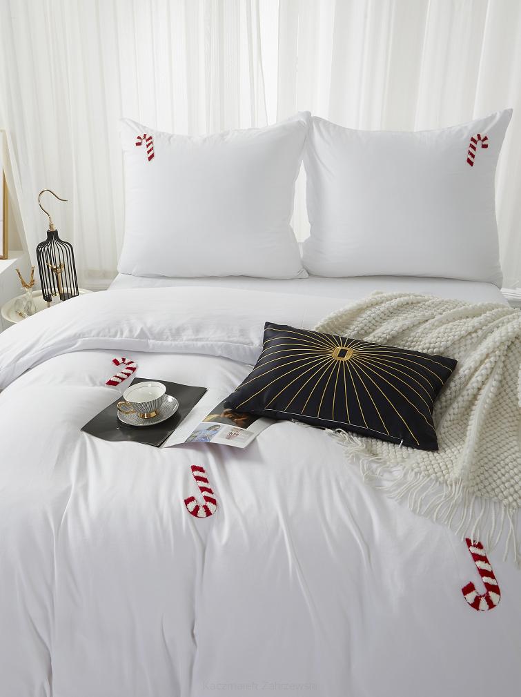 Biała pościel świąteczna w cukrowe laski 140x200 CUTY CANDYCANES