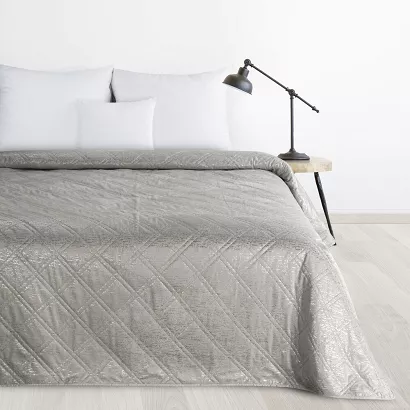 Narzuta dekoracyjna LUIZ 220x240 DESIGN 91 Eurofirany srebrna wzór karo