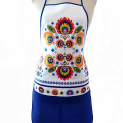 Fartuch kuchenny łowicki niebieski