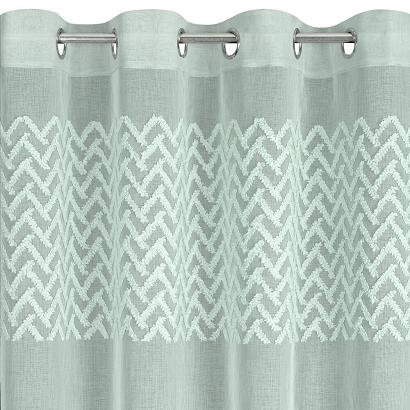 Firana gotowa na przelotkach ESTERI 140x250 Eurofirany miętowa z geometryczną aplikacją