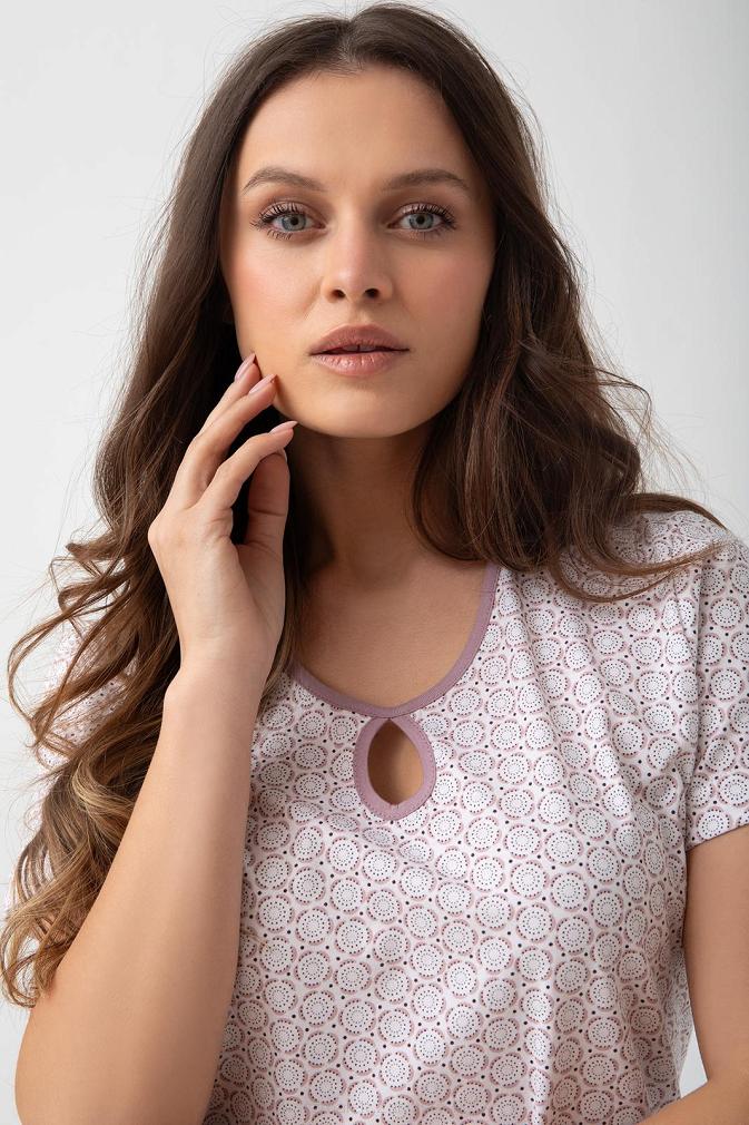 Koszula damska LUNA kod 209 ekri w beżowe rozetki
