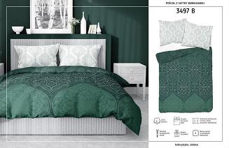 Pościel satynowa 200x220 Detexpol zielona szmaragdowa w marokański wzór