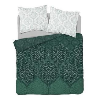 Pościel satynowa 200x220 Detexpol zielona szmaragdowa w marokański wzór