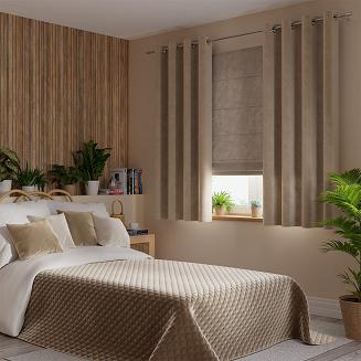 Zasłona gotowa na przelotkach VELVI 140x160 ciemnobeżowa