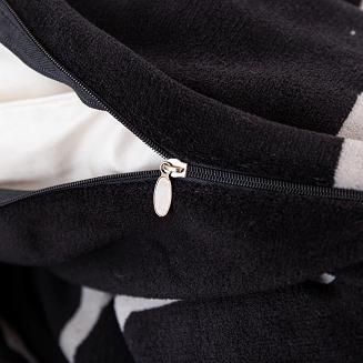 Pościel polarowa 160x200 welur czarna geometria