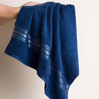 Ręcznik bawełniany OSKAR 50x90 granatowy bordiura z szampańską nicią