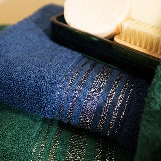Ręcznik bawełniany OSKAR 50x90 granatowy bordiura z szampańską nicią