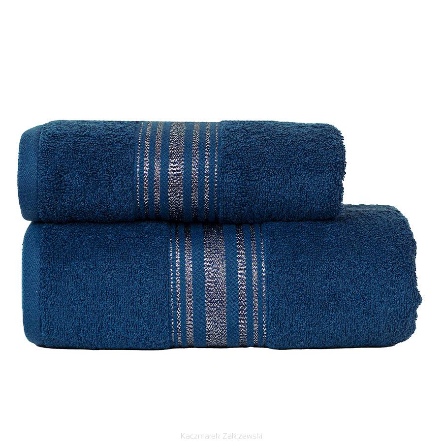Ręcznik bawełniany OSKAR 50x90 granatowy bordiura z szampańską nicią