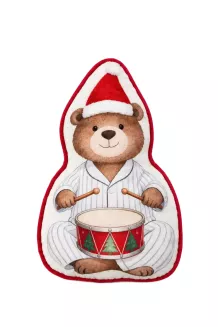Dekoracyjna Poduszka Świąteczna Miś PYJAMA BEAR 38x33x5 biała czerwona brązowa