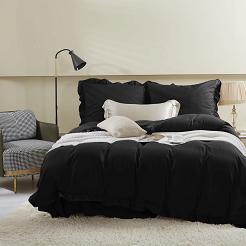 Pościel Ruffy 200x220 czarna z falbanką