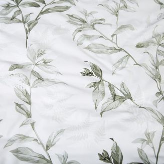 Pościel bawełniana COTTONLOVE 140x200 jasnozielona w zielone liście i kwiaty