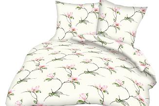 Pościel z kory 200x220 wzór krem kwiaty