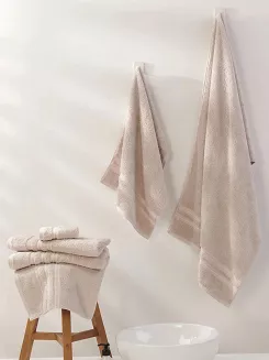 Ręcznik bambusowy Harmony 100x150 kaszmirowy ze srebrną bordiurą