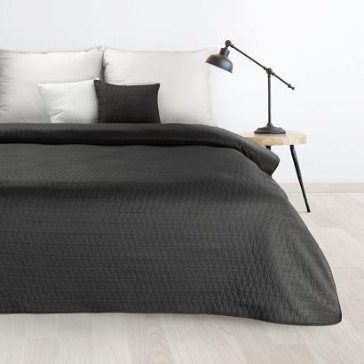 Narzuta dekoracyjna BONI 200x220 czarna pikowana w geometryczny wzór