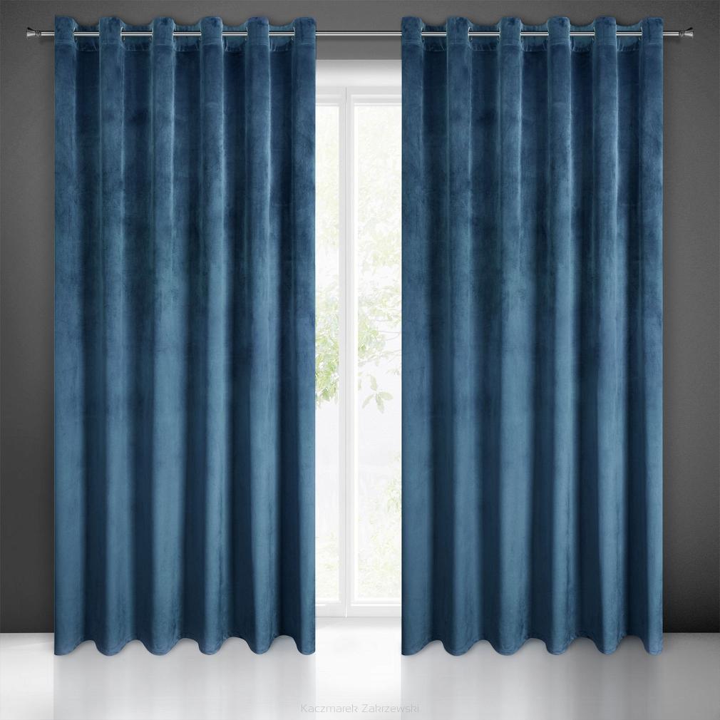 Zasłona gotowa na przelotkach MELANIE 215x250 Eurofirany granatowy