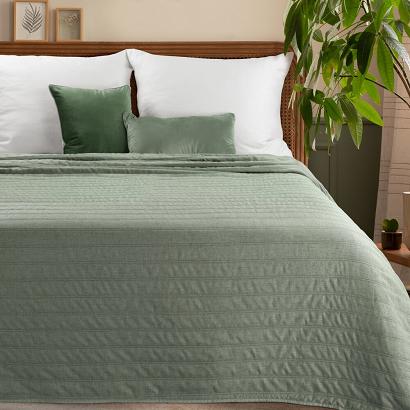 Narzuta dekoracyjna SELEN 170x210 miętowa pikowana w pasy